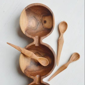 Juego de vajilla de madera de teca de calidad de lujo, forma personalizada para fiestas de boda y suministros de artículos de Hotel - Product Image 1