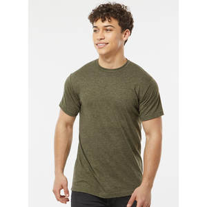 Tultex-Camiseta de calle urbana para hombre, respetuosa con el medio ambiente, gris jaspeado, hecha de algodón orgánico y poliéster reciclado - Product Image 4