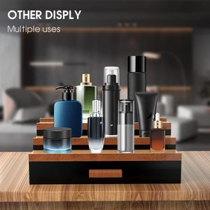 Organizzatore per Profumi a 3 Livelli in Noce Nero Ecologico Moderno con Cassetto Espositore e Supporto Regalo per Fragranze Maschili - Product Image 2