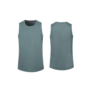 Wholesale Men's Casual Sport Wear Elastic Fitness Singlet Breathable Tank Sves Loose Fit Polyester Solid Washed Technique Print - Product Image 1