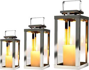 Linterna de vela portátil de acero inoxidable con mango plegable y tamaño compacto que lo hace ideal para acampar y usar en viajes - Product Image 2