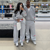 Survêtement à capuche longueur intégrale en coton 100% personnalisé, style streetwear, délavé au soleil, grammage lourd 400g, respirant, séchage rapide, coupe classique, délavage à l'acide