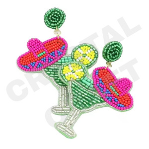 Boucles d'oreilles en perles Margarita Vintage pour femmes patriotique Orange blanc bleu couleurs pour mariage ou jour commémoratif - Product Image 1