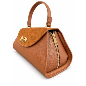 Structured <b>Handbag</b> in Genuine Suede and Dollaro Leather - Made in Italy - Art. 26152 - Product Image 4