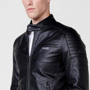 Chaquetas de moda hechas de cuero genuino para hombre con cuello levantado/Chaquetas de cuero de moda para hombre de alta calidad 100% - Product Image 5