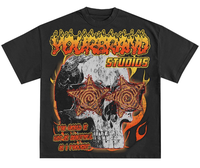 Yüksek kalite 100% pamuk ağır boy Tshirt özel 3D köpük puf baskı logosu T-shirt erkekler için Streetwear Tee erkekler T gömlek