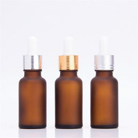 Bouteilles d'huile essentielle d'ambre en gros, 20 ml, 30 ml, 50 ml, verre givré avec compte-gouttes en aluminium électrolytique