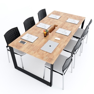 Mesa de Conferencia de Diseño Minimalista Trian System 90x180cm con Patas Triangulares de Hierro, Muebles de Oficina para Sala de Conferencias HBTA008 - Product Image 6