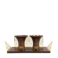 Lot de 2 Brûleur d'encens en bois enduit noir Bakhoor Holder avec plateau enduit noir pour parfum de mosquée d'intérieur en gros