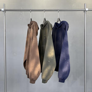 Sudadera con Capucha Personalizada con Logotipo, Estilo Vintage, Lavado Ácido, Teñido con Spray, Tejido Grueso para Hombre - Product Image 1