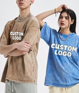 ขายส่งพลัสขนาดเสื้อผ้าผู้ชายผ้าฝ้ายกรดล้างเสื้อยืดฮิปฮอปเสื้อผ้ารูปแบบเสื้อยืดผู้ชายที่กําหนดเองเสื้อยืดวินเทจ - Product Image 2