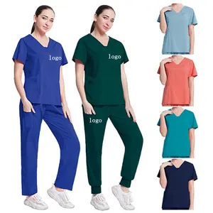 Uniformes de enfermera personalizados a la moda para mujeres embarazadas, conjuntos de uniformes médicos para correr, cuadros de diseño, venta al por mayor, 2023