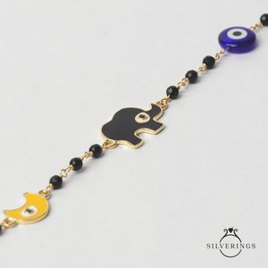 Bracelet à breloques en argent sterling 925, motif éléphant Nazar - Product Image 4