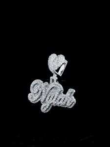 Colgante de Letra Inicial Redonda con Corte Brillante, Totalmente Cubierto de Moissanita, Chapado en Rodio, Estilo Hip Hop, Colgante de Plata para Hombre - Product Image 3