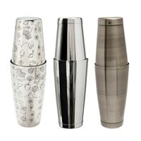 Shaker à cocktails Boston de luxe en acier inoxydable de haute qualité, 18/28 oz, écologique, fait main, 12 pièces, motif gravé moderne