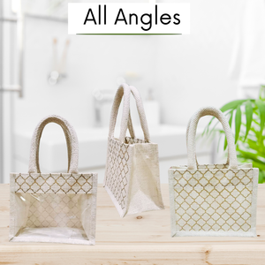 Premium Quality Wholesale Custom Logo Mini Wedding favor hamper <b>Jute</b> <b>Bag</b> with Clear Transparent PVC Window Inside for Gifts - Product Image 6