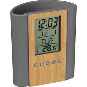 Personalized STEFANO Pen Holder with Clock - Product Image 1