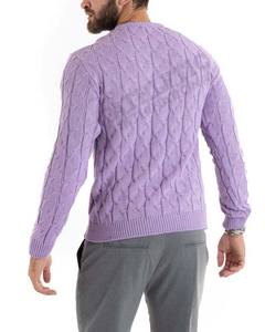 Couleur unie manches longues hommes chandails col rond tricot laine coton respirant haute qualité fabrication prix de gros hommes pull - Product Image 3
