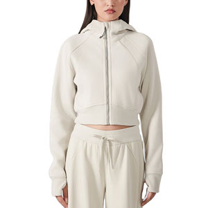 Custom Logo Cropped Hoodie Sweatpants Tracksuit Set Women's 100% Cotton Gym Wear Vintage Button <b>Short</b> Casual Crop <b>Top</b> Pants2026 - Product Image 4