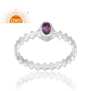 Tendance Design Sterling Silver Natural Amethyst Gemstone Ring Bijoux personnalisés pour les femmes Cadeau pour elle - Product Image 1