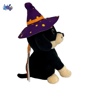 Cpc En71 Halloween Puppy Pluche Dier Knuffel Odm Custom Logo Alle Heiligen Dag Versieren Zwart En Bruin Coonhound Knuffels