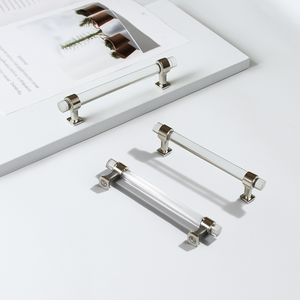 Poignée d'armoire minimaliste moderne en alliage de zinc et acrylique transparent en acier inoxydable pour la cuisine, la chambre à coucher et les meubles de garde-robe - Product Image 3