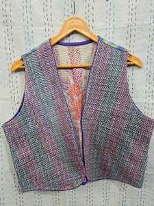 Gilet Kantha en coton Vintage fait à la main pour femmes veste courte pour la saison d'automne femmes veste Kantha courte Vintage - Product Image 3