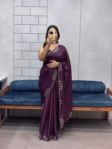 Style Rich Party Wear Saree fori Tissu doux et brillant avec panneau de diamant fait à la main Travail et chemisier de course assorti - Product Image 4