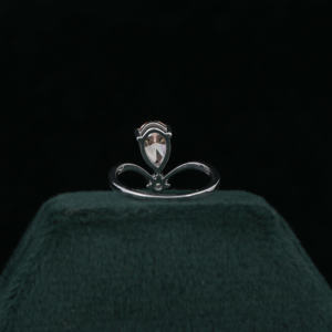 Bague de fiançailles en or blanc massif 14KT personnalisée en poire rose et coupe ronde Bague certifiée et plaquée or avec diamant cultivé en laboratoire - Product Image 4