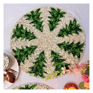 Hot Selling 2026 Handmade Beaded Placemat <b>Christmas</b> handmade beaded place <b>mat</b> Dining Placemat for LuxuryTable Settings - Product Image 1