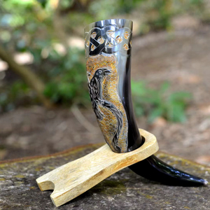 Corne à boire naturelle Viking de haute qualité polie écologique en corne de buffle Design animal - Product Image 1