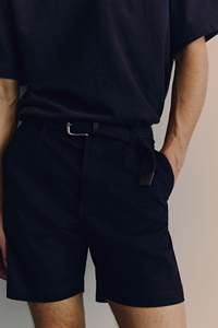 Chinos suave de sarga de algodón de verano corto azul marino de alta calidad para hombre, ajuste Regular, bolsillo lateral diagonal, longitud de la rodilla, precio de fábrica - Product Image 6