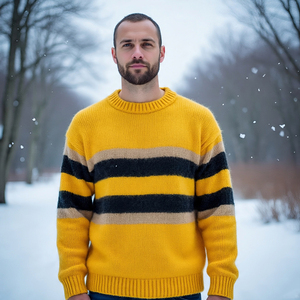 Pull en mohair pour hommes, col rond, coupe-vent, coupe-vent, logo personnalisé pour l'hiver - Product Image 3