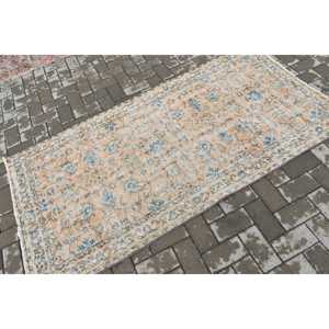 Alfombra Vintage de 3.3x6.4 pies (100x196 cm), Alfombra Turca con Borde Azul - Product Image 2