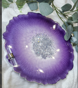 Plateau de service en résine marbrée, plateau à bijoux, plateau d'accessoires de salle de bain en terrazzo pour hôtel, plateau décoratif ovale en résine, fabriqué en Inde - Product Image 1