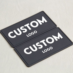 Custom Made Design Rubber 3d Logo Labels Embossed Lettering Rubber Patches <b>Clothing</b> Patches adhesive merrow border - Product Image 3