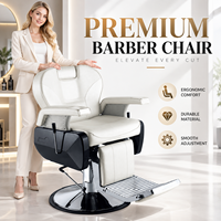 Fauteuil de Barbier Hydraulique Professionnel Blanc en Cuir PVC Inclinable avec Repose-Pieds pour Salon de Coiffure Moderne