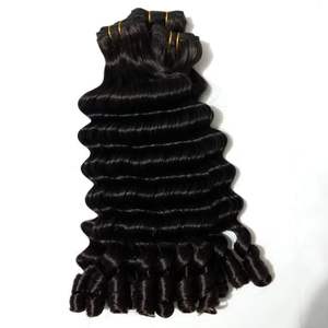 Extensions de cheveux humains vierges indiens Remy bouclés en vagues profondes, lots de mèches à tisser, couleur naturelle - Product Image 6