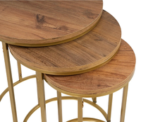 Mesa de centro anidada moderna con efecto de madera Mesas laterales redondas decorativas triples Material de hierro Venta barata