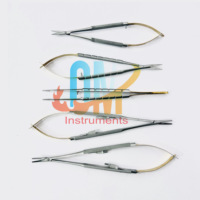 Ensemble d'instruments de microchirurgie ophtalmique TC Castroviejo 5 pièces - Ciseaux, porte-aiguille, forceps, acier inoxydable de qualité médicale