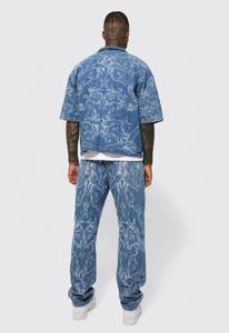 Vaqueros de mezclilla acampanados para hombre, estilo europeo-americano, moda urbana casual, vaqueros de mezclilla lavados de alto gramaje - Product Image 3