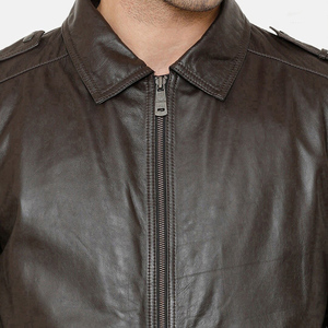 Chaqueta de cuero genuino 2026 con cremallera de alta calidad 100% para Hombres estilo Letterman cálido - Product Image 4