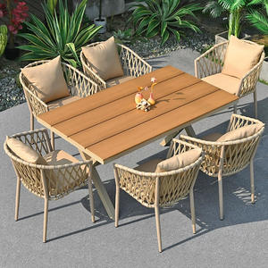 Tables et chaises d'extérieur nordiques cour combinaison <span class=keywords><strong>de</strong></span> loisirs <span class=keywords><strong>en</strong></span> plein air Villa <span class=keywords><strong>jardin</strong></span> terrasse rotin balcon Villa meubles - Product Image 1