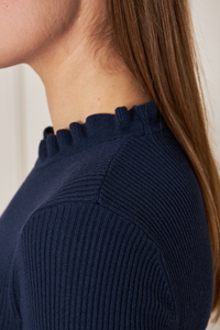 Blusa de punto acanalado de manga corta con volantes para mujer, Camiseta cómoda y elegante, transpirable, servicio OEM de alta calidad - Product Image 5
