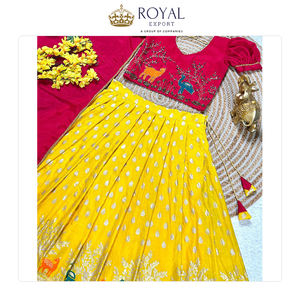 Meilleure qualité dernière collection de vêtements indiens pour enfants de créateur soie lourde et soie de chinnon Lehenga Choli pour mariage - Product Image 3