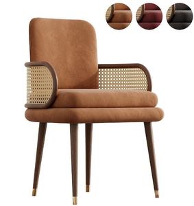 Silla de comedor de ratán estilo francés nórdico de lujo moderno con marco de madera maciza para uso en el hogar, oficina, hotel y restaurante - Product Image 4