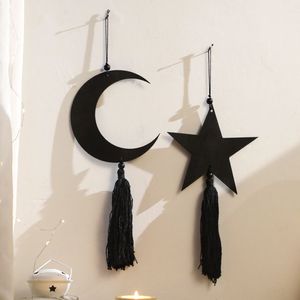 พวงหรีดไม้สีดำลายอีดมูบารัคทรงกลม พร้อมดีไซน์ขอบใบไม้ สำหรับตกแต่งผนังสไตล์โมเดิร์นในเทศกาล - Product Image 2