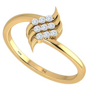Anillo de Diseño Juvenil para Mujer en Oro de 14K y Diamantes Naturales con 9 Piedras de Corte Brillante y Baño de Rodio |   Lujoso para Uso Diario 0.10Ctw - Product Image 1