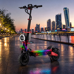 Trottinette électrique à double moteur pliable tout-terrain en alliage d'aluminium 11 pouces avec éclairage LED étanche - Product Image 2