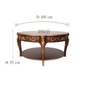 Table basse ronde de luxe avec détails en laiton faits à la main et élégantes incrustations en bois pour une décoration classique de salon - Product Image 4